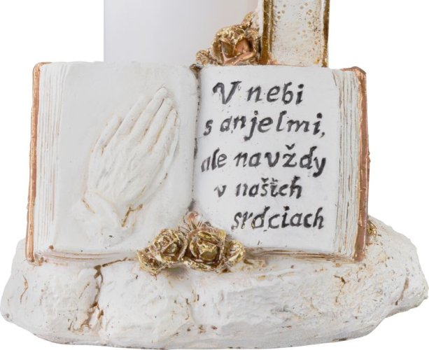 Dekoracja MagicHome, Krzyż ze świecą, LED, poliresin, na grób, 2xAA, 11,5x11,5x18 cm