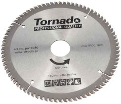 Pílový kotúč s SK plátkami 180 x 2,5 x 30, 80 zubov na rezanie hliníka, TORNADO