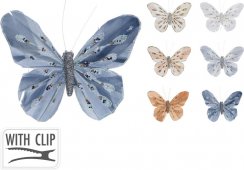 Dekoration mit Schmetterlingsklammer 11,5x7,5x1 cm 2er-Set mix