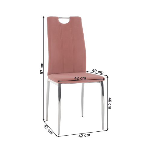 Jídelní židle, růžová Velvet látka/chrom, OLIVA NEW