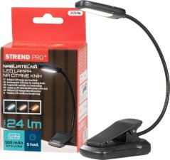 Strend Pro, lampă de citit cărți, LED, USB, 24 lm, 3 nuanțe de culoare, reglabilă, reîncărcabilă