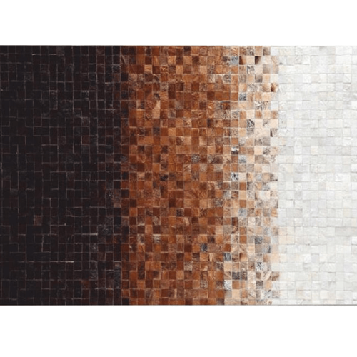 Luksuzni kožni tepih, bijelo/smeđe/crno, patchwork, 140x200, KOŽA TIP 7