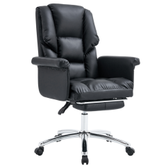 Pisarniški stol z oporo za noge, črno eko usnje, RODIK