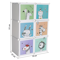 Modularer Kleiderschrank für Kinder, Grau/Kindermuster, BIARO - SALE