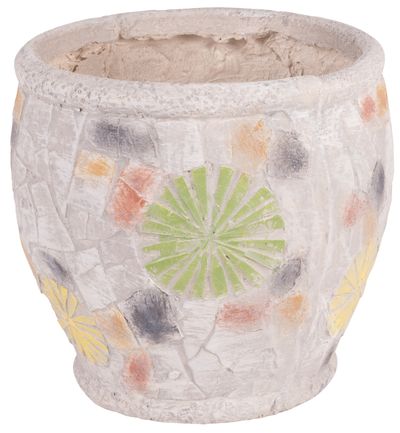 MagicHome Dekoration, Blumentopf mit Mosaik, hell, Keramik, 27,5x27,5x25 cm