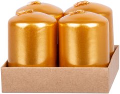 MagicHome Weihnachtskerze, 4x6 cm, Packung. 4 Stk., Gold, Advent