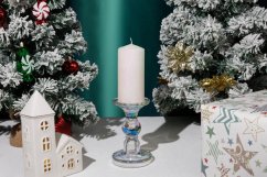 MagicHome Weihnachtskerze, 5,5x12 cm, zylindrisch, weiß, mit Glitzer
