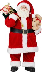 MagicHome Weihnachtsdekoration, Weihnachtsmann mit Geschenken und Teddybär, rot, 46 cm