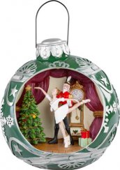 Dekorace MagicHome Vánoce, Balet v kouli, 7 LED, barevná, s melodiemi, 3xAA, interiér, 30,50x26,50x31,70 cm