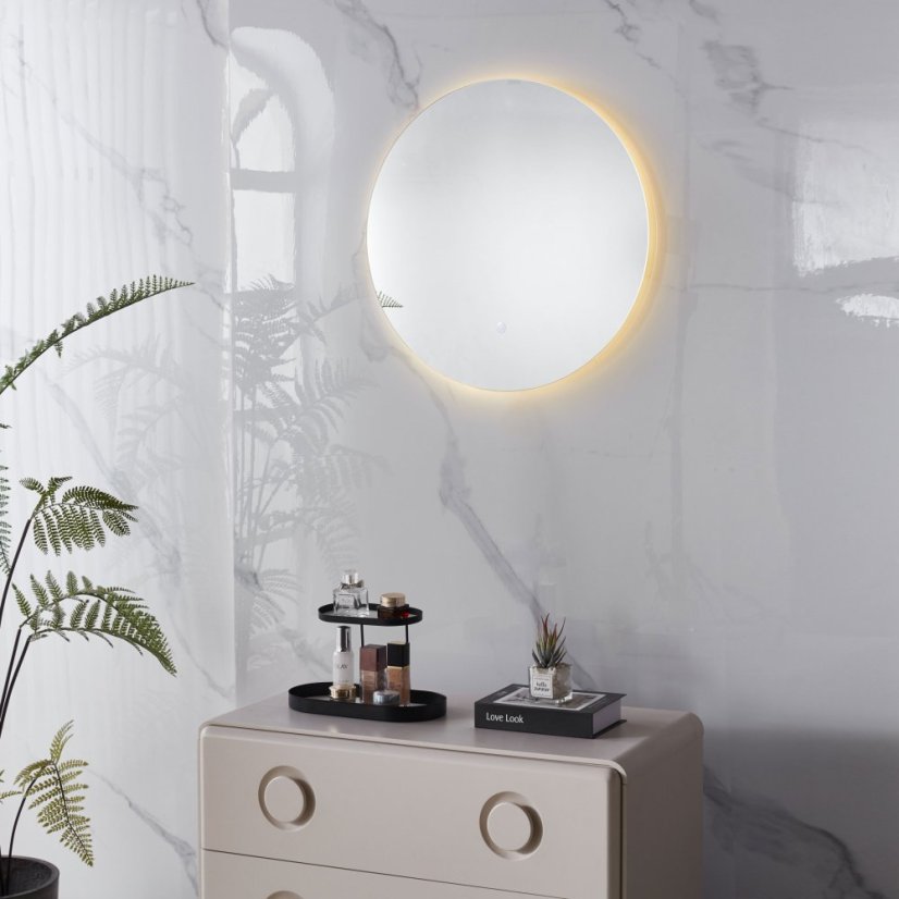 LED zrkadlo do kúpeľne okrúhle nástenné 60 cm 3 farby dotykový spínač ModernHome (akce)