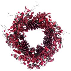 MagicHome Weihnachtskranz, Weide, Dornbusch, rot, 60x60x15 cm