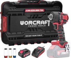 Worcraft CIW-S20LiBM-750 ShareSYS csavarbehajtó, 20 V-os lítium-ion, ütőműködésű, 800 Nm, 1/2" négyzetes, szett tokban