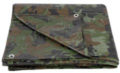Plachta Tarpaulin Khaki 3x4 m, 80 g/m, zakrývacia, oliva/kamufláž (akce)