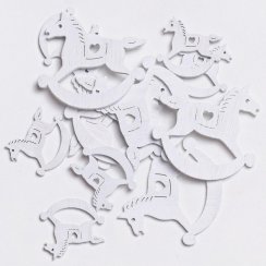 Dekorativni konjić za ljuljanje mix set od 12 komada drvo bijelo
