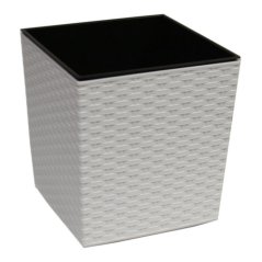 Blumentopf UH 250x250 mm JUKA weiß Höhe 250 mm quadratisch Rattan mit Einsatz