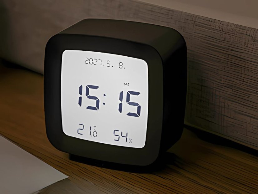 Budík s dátumom a teplotou s funkciou opakovaného budenia lcd vlhkosť vzduchu