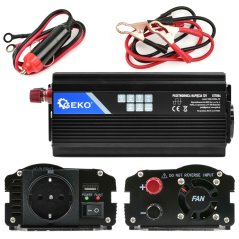 Měnič napětí, vstup 12V/výstup 230V, trvalý výkon 500W/nárazový výkon 1.000W, GEKO
