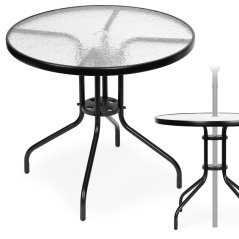 Okrúhly záhradný stôl 80 cm s otvorom na slnečník