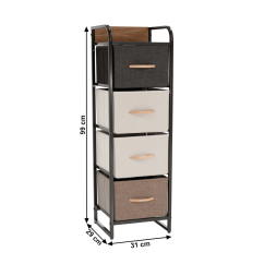 Kommode mit Stoffschubladen, beige/braun, HAZEL TYP 1