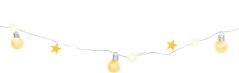 Łańcuszek MagicHome Christmas Ball, 20 LED ciepła biała, z kulkami i gwiazdkami, złoty, 2xAA, proste oświetlenie, oświetlenie, L-1,9 m