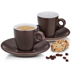 Hrnek na espresso s podšálkem sada 4 ks MATTIA čokoládová Hrnek na espresso s podšálkem sada 4 ks MATTIA čokoládová