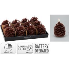 LED lumânare con 13 cm cu timer maro