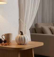 Dekoracja MagicHome Nature, biała dynia, terakota, 7,5x7,5x10 cm