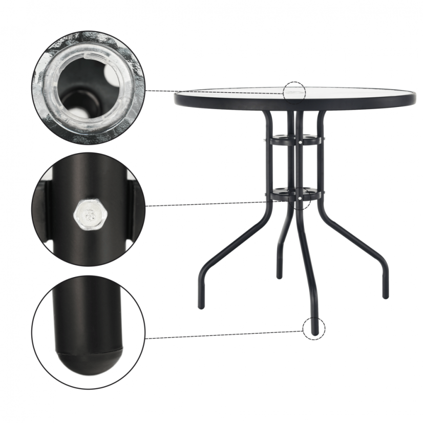 Esstisch, schwarzer Stahl/gehärtetes Glas, BORGEN TYP 2