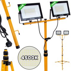 Reflector LED 2x100W cu suport telescopic, alb neutru 6500K, KELTIN