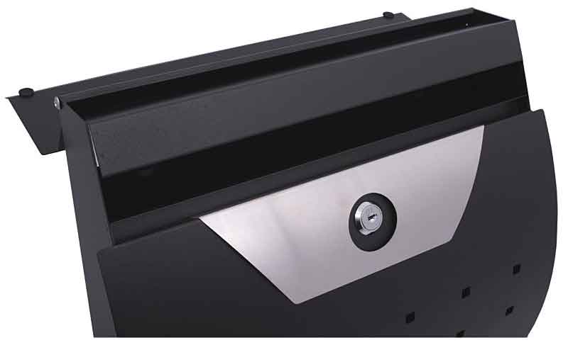 Briefkasten, 34x10x37,5cm, halbrunder schwarzer Edelstahl, XL-TOOLS