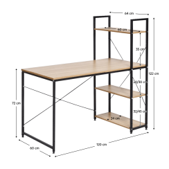 PC-Schreibtisch/Mehrzweck-Praxisschreibtisch, Eiche/Schwarz, VEINA