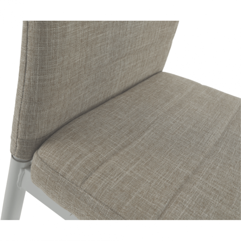 Stuhl, beige Stoff/weißes Metall, COLETA NOVA