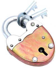 Zámok visiaci v tvare srdiečka, výška 75 mm, šírka 50 mm, hrúbka 10 mm, XL-TOOLS