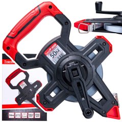 Bandmaß mit Stahlband 50 m auf Halter mit Griff, HARD