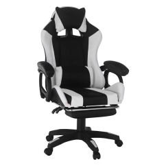 Pisarniški/gaming stol z RGB LED osvetlitvijo, črno/bel, JOVELA