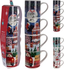 Hrnček vianočný 265 ml sada 4 ks porcelán mix