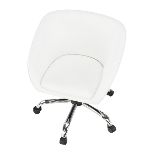Krzesło biurowe, biała eko-skóra/metal, LENER