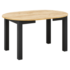 Ausziehbarer Esstisch, Craft Eiche gold/schwarz, 103-142x76 cm, HARRY
