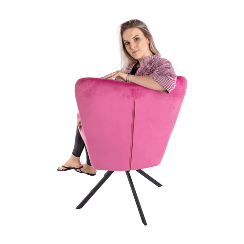 Designerskie krzesło obrotowe, różowa tkanina Velvet/czarny, KOMODO