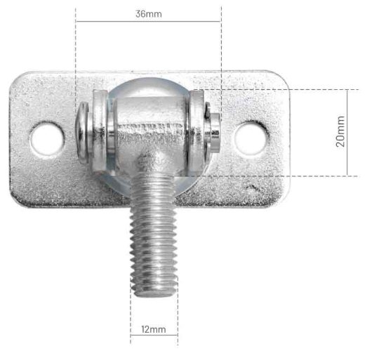 Verstellbares Scharnier M12, Doppelplatte 75 x 37 mm, Zolltarif 7308 9098