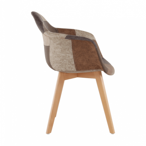 Designerski fotel, patchwork/buk, TRYST