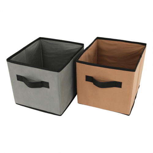 Komoda z szufladami materiałowymi, czarno-brązowo-szary, CAMILO TYP 1