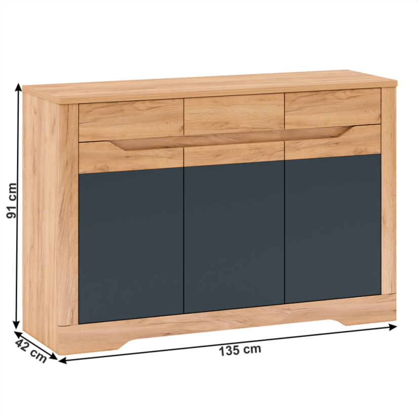 Kommode E, Gold-Craft-Eiche/Graphitgrau, FIDEL