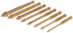 Fúrókészlet üveghez és kerámiához, 7 részes, 3-12 mm, 4 élű, szár 6 EDGES, GEKO