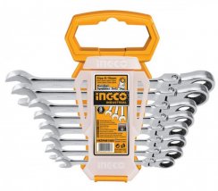 Klíč očkoplochý flexibilní ráčnový sada 8ks CrMo 8-19mm INGCO Industrial