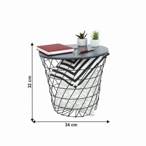 Příruční stolek, grafit/černá, BATIS TYP 3