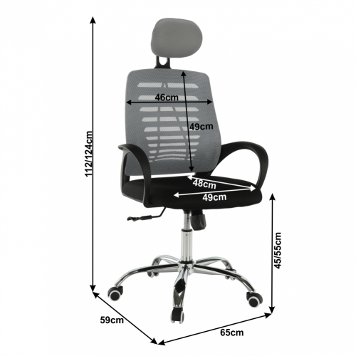 Krzesło biurowe, szary/czarny, ELMAS