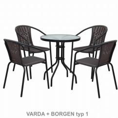 Esstisch, schwarzer Stahl/gehärtetes Glas, BORGEN TYP 2