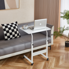 Verstellbarer PC-Tisch mit Rollen, weiß, JUSTUS