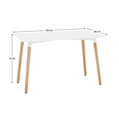 Jídelní stůl, bílá/buk, 120x70 cm, DIDIER 4 NEW